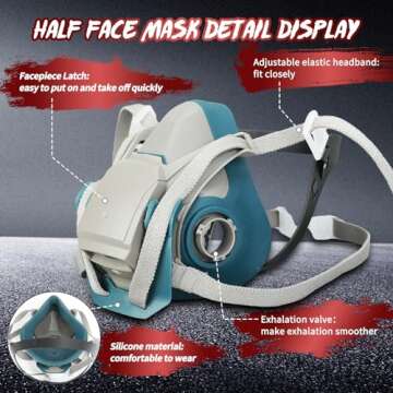 Respirator Mask with Filters 6502QL - Gas Masks Reusable Paint Mask Quick Release Latch Half Face Respirator for Chemicals Spray Welding Epoxy Resin Painters Fumes Organic Vapor Dust Cleaning(60926)
