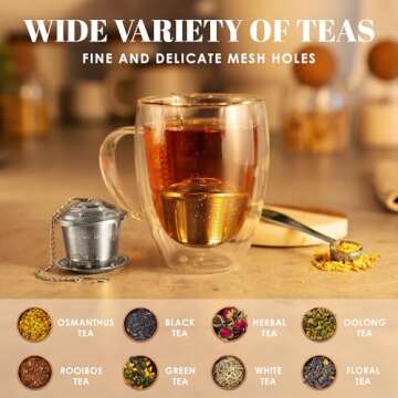 Tea Infuser (Set of 2) with Tea Scoop and Drip Dray - Ultra Fine Tea Strainer for Loose Leaf Tea - S...