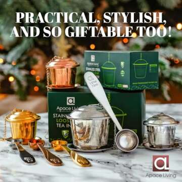 Tea Infuser (Set of 2) with Tea Scoop and Drip Dray - Ultra Fine Tea Strainer for Loose Leaf Tea - Stainless Steel Tea Steeper for a Superior Brewing Experience