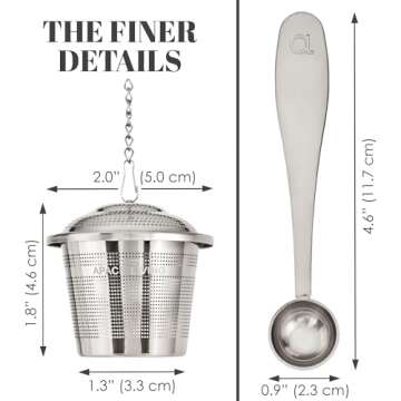 Tea Infuser (Set of 2) with Tea Scoop and Drip Dray - Ultra Fine Tea Strainer for Loose Leaf Tea - Stainless Steel Tea Steeper for a Superior Brewing Experience