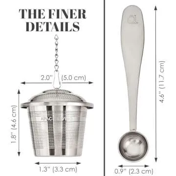 Tea Infuser (Set of 2) with Tea Scoop and Drip Dray - Ultra Fine Tea Strainer for Loose Leaf Tea - Stainless Steel Tea Steeper for a Superior Brewing Experience