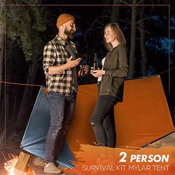 LIT FITNESS Survival Tent Emergency Shelter with Titan Paracord, 2 Person Survival Kit Mylar Tent Includes Survival Lamp and Tactical Whistle for Outdoors Camping and Hiking