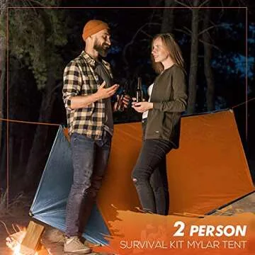 LIT FITNESS Survival Tent Emergency Shelter with Titan Paracord, 2 Person Survival Kit Mylar Tent Includes Survival Lamp and Tactical Whistle for Outdoors Camping and Hiking