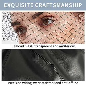 Beret Hats for Women PU Leather Newsboy Fiddler Cap with Veil Casual Baker Boy Captain Hat