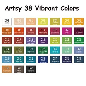 Artsy Watercolor Paint Set - 38 Assorted Colors with 3 Brushes in a Carrying Case - Professional Fol...