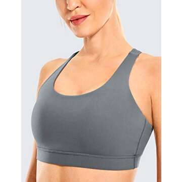 CRZ YOGA Women's Strappy Sports Bras Fitness Workout Padded Yoga Criss Cross Back Cami Dark Carbon Medium