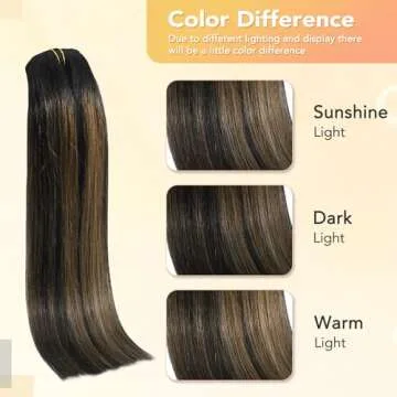 VARIO Clip in Hair Extensions,Real Human Hair 12inch 70g 7pcs #1BT6P1B Natural Black to Light Brown 100% Human Hair Highlights Black Natural Straight Woman Beauty 12 Inch