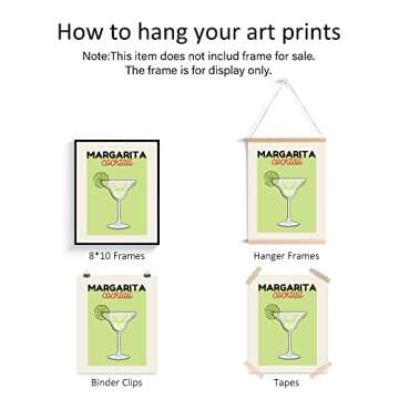 Cocktail Wall Art Poster & Prints,Preppy Room Decor Aesthetic,Cocktail Prints for Wall Decor,Alcohol Drink Wall Art for College Apartment Bar Dorm（Unframed,8x10inch, Set of 6）