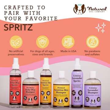 Natural Dog Company Itchy Dog Shampoo, 12 oz., Dog Dry Skin Treatment, Dog Itch Relief, Hypoallergenic, Plant Based Ingredients, Deodorizing Dog Shampoo, Relief from Skin Allergy Symptoms