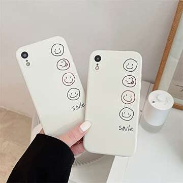 zelimeri Cute Smile Pattern Side Frame Phone Case Compatible with iPhone XR Cover Fashion Silicone S...