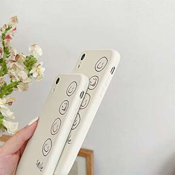 zelimeri Cute Smile Pattern Side Frame Phone Case Compatible with iPhone XR Cover Fashion Silicone Soft Protective Cases for Apple iPhone XR - White