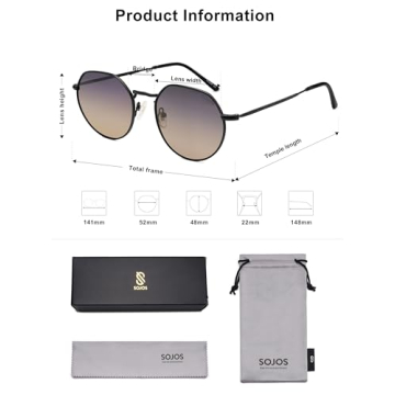 SOJOS Round Polygon Polarized Sunglasses for Everyone