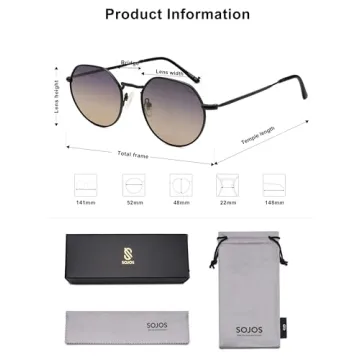 SOJOS Round Polygon Polarized Sunglasses for Everyone