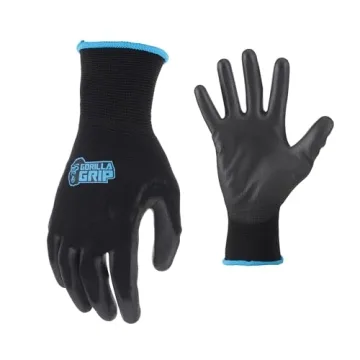 Gorilla Grip Gloves - Max Grip All Purpose Work Gloves, Slip Resistant, Nylon Shell, Large, 10 Pairs