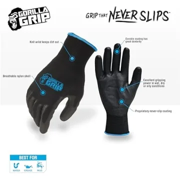 Gorilla Grip Max Grip All Purpose Work Gloves, 10 Pairs