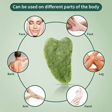Jade Roller Gua Sha Set FGXJKGH Facial Roller Massager Body Eyes Neck Massager Tool for Eye Puffiness,Aging Release Pressure Natural Jade Stone (GREEN)