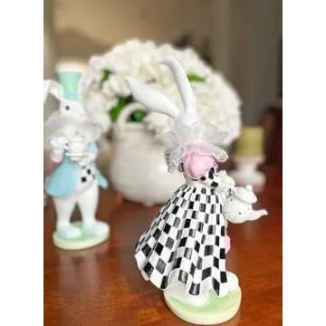Easter Bunny Tea Party Figurines for Elegant Decor