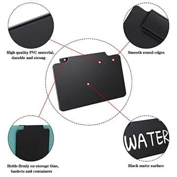 Plastic Basket Bin Label Clip on Removable Basket Label Clip with White Chalk Markers for Kitchen Pantry Storage Fabric Box Hanging Bin