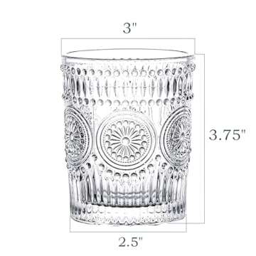 Kingrol 6 Pack 9 oz Romantic Water Glasses, Premium Drinking Glasses Tumblers, Vintage Glassware Set...