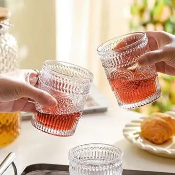 Kingrol Vintage Drinking Glasses Set - Elegant & Sturdy