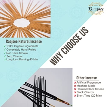 Raajsee Incense Sticks 6 Pack Organic for Yoga Meditation