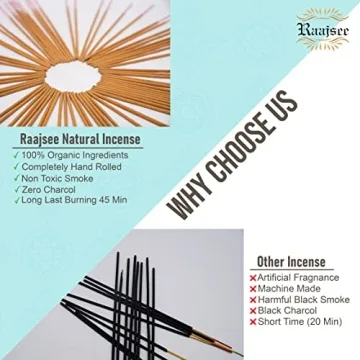Raajsee Incense Sticks 6 Pack Organic for Yoga Meditation