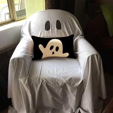 JXZYGMD Halloween Pillow Cover 12x20 Set of 2 Ghost Halloween Lumbar Pillow Covers Decorations Outdo...
