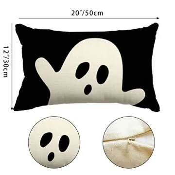 JXZYGMD Halloween Pillow Cover 12x20 Set of 2 Ghost Halloween Lumbar Pillow Covers Decorations Outdoor Halloween Pillows Decorative for Halloween Home Decor