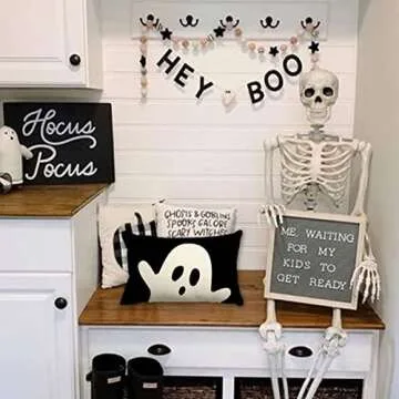 JXZYGMD Halloween Pillow Cover 12x20 Set of 2 Ghost Halloween Lumbar Pillow Covers Decorations Outdoor Halloween Pillows Decorative for Halloween Home Decor