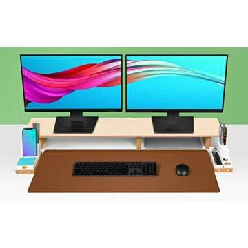 Aothia Leather Desk Pad Protector, Mouse Pad, Office Desk Mat, Non-Slip PU Leather Desk Blotter, Laptop Desk Pad, Waterproof Desk Writing Pad for Office and Home (Brown,36" x 17")