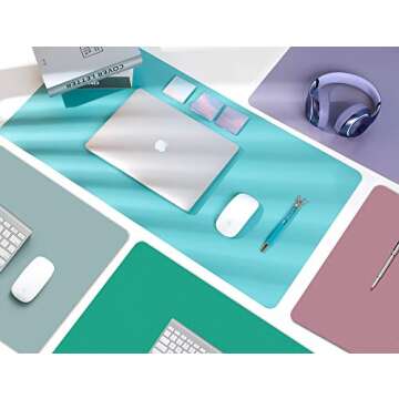 Aothia Leather Desk Pad Protector, Mouse Pad, Office Desk Mat, Non-Slip PU Leather Desk Blotter, Laptop Desk Pad, Waterproof Desk Writing Pad for Office and Home (Brown,36" x 17")