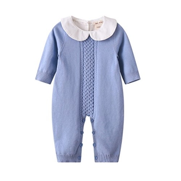 Auro Mesa Baby & Little Boy Girl Peter Pan Collar Knit Sweater Romper Outfit Clothes Twin Baby Cloth...