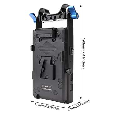 KOERTACOO V-Mount Lock Battery Plate Power Supply Splitter Adapter with 15mm Rod Clamp + NP-FZ100 Dummy Battery Compatible with Sony Alpha A6600,A7 III,A7R III,A7R IV,A7S III,A9,A9 II,A9R Cameras