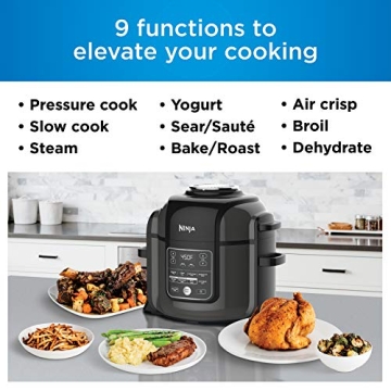 Ninja Foodi 9-in-1 Pressure, Broil, Dehydrate, Slow Cooker, Air Fryer, and More, with 8 Quart Capacity and 45 Recipe Book Inspiration Guide, and a High Gloss Finish