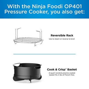 Ninja Foodi 9-in-1 Pressure, Broil, Dehydrate, Slow Cooker, Air Fryer, and More, with 8 Quart Capacity and 45 Recipe Book Inspiration Guide, and a High Gloss Finish