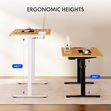 FLEXISPOT EN2 Adjustable Standing Desk with Power Strip