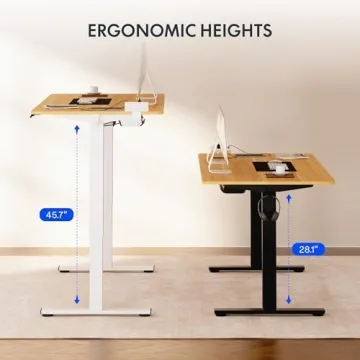 FLEXISPOT EN2 Adjustable Standing Desk with Power Strip