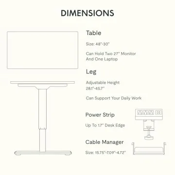 FLEXISPOT EN2 Adjustable Standing Desk with Power Strip