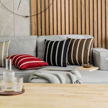 Home Brilliant Classic Black White Stripes Lace Throw Pillow Covers Decorative Euro Shams, 2 Packs, 24x24 inches(60cm), Black