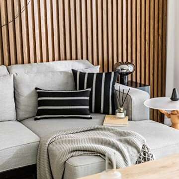 Home Brilliant Classic Black White Stripes Lace Throw Pillow Covers Decorative Euro Shams, 2 Packs, 24x24 inches(60cm), Black