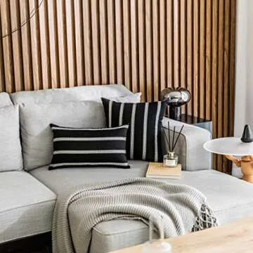 Home Brilliant Classic Black White Stripes Lace Throw Pillow Covers Decorative Euro Shams, 2 Packs, 24x24 inches(60cm), Black