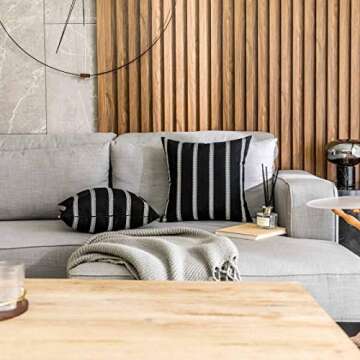 Home Brilliant Classic Black White Stripes Lace Throw Pillow Covers Decorative Euro Shams, 2 Packs, 24x24 inches(60cm), Black