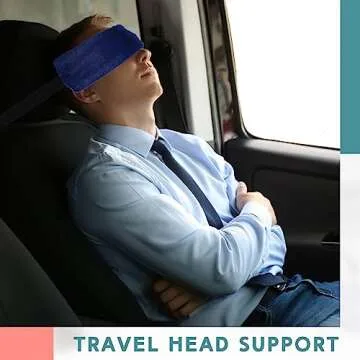 Xtinmee 2 Pcs Travel Pillow for Sleeping Airplane Headrest Airplane Head Strap Sleeper Pillow Travel Head Sleep Support Band with 2 Extension Straps for Car Plane Travel(Gray, Blue)
