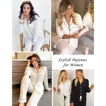 Anjue Bridesmaid Pajamas Sets For Women Soft Long Sleeve Shirt and Pajama Pants Soft Pjs Lounge Sets(White,XL)