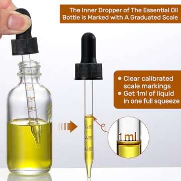 4 Pack 2 oz Glass Dropper Bottles with Measured Dropper - 60ml Clear Tincture Bottles with Calibrate...