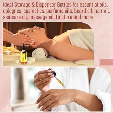 4 Pack 2 oz Glass Dropper Bottles with Measured Dropper - 60ml Clear Tincture Bottles with Calibrated Glass Eye Droppers (1ml) - Leakproof Essential Oil Bottles for Health, Personal Care & Beauty