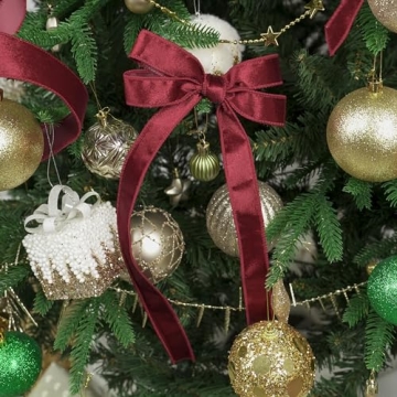 MEEDEE Burgundy Velvet Ribbon 25 Yards for Christmas Crafts