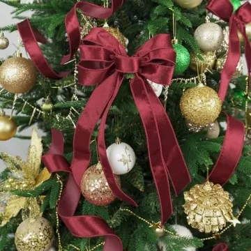 MEEDEE Burgundy Velvet Ribbon 25 Yards for Christmas Crafts