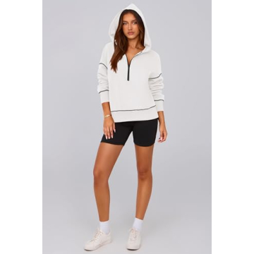 PRETTYGARDEN Women's Half Zip Cropped Hooded Sweatshirt