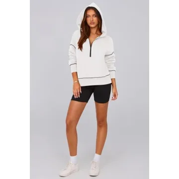 PRETTYGARDEN Women's Half Zip Cropped Hooded Sweatshirt